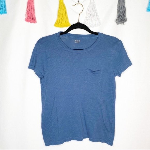 Madewell Tops - Madewell Blue Crew Neck Pocket T-Shirt XXS